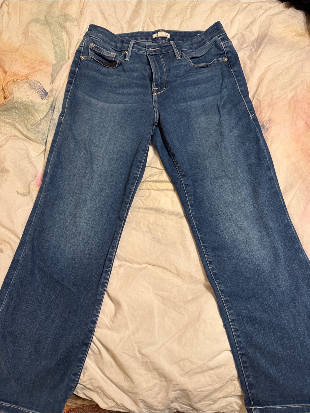 Good American Straight-Leg Jeans in Dark Blue Denim